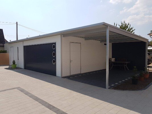 Fertiggarage Breite 9 m Tiefe 6m Carport 3m x 6 m 